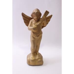 Paper Mache Cherub Playing a Lute, Figurine, Medium, Angel, Christianity, Colle